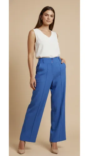 Calça Oxford Azul Bic - Tamanho M - Modelo Flare