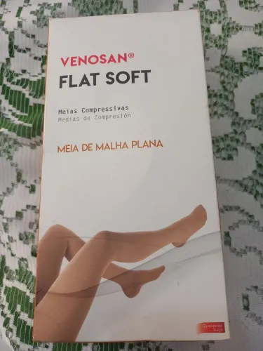 Meia de Malha Plana, Venosan Flat Soft, tamanho P,M,G,XG 3/4