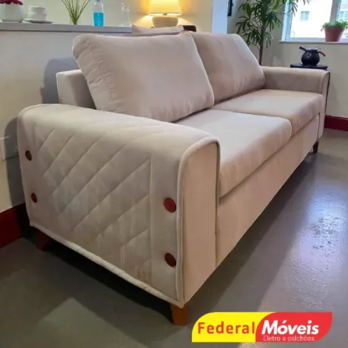 Sofá 2,00m Linho Bege - Super Promoção!