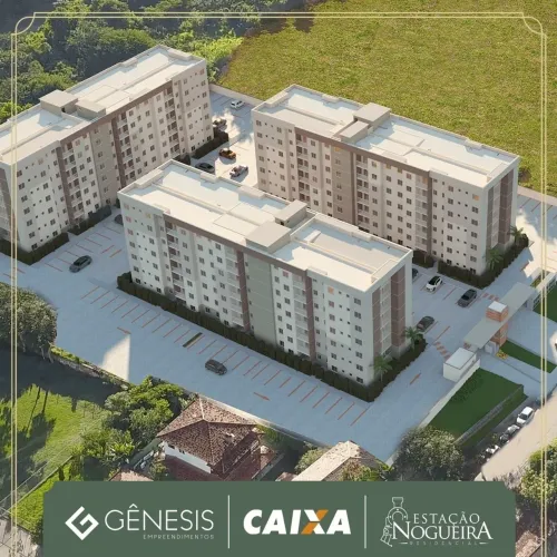 Nogueira - Apartamento novo com 2 quartos, estacionamento.