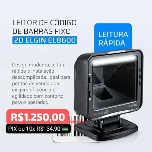 LEITOR COD BARRA FIXO 2D ELGIN BEMATECH EL8600