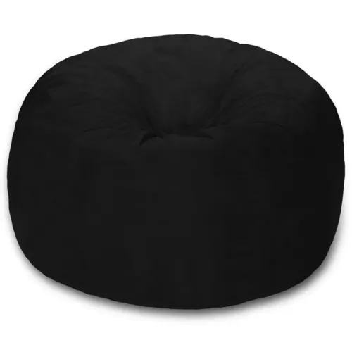Puff Redondo 80x20 em Suede Preto Com Enchimento