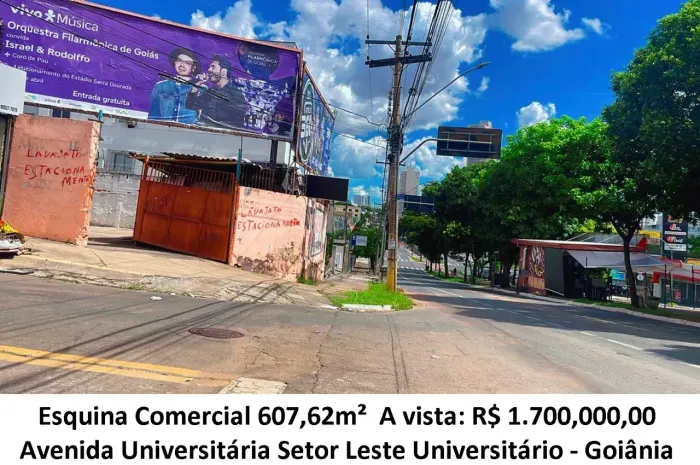 Leia a descrição: Esquina Comercial 607,62m² (Avenida Universitária) Setor Leste Universit