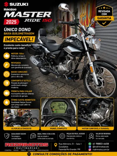 Suzuki Haojue Master Ride 150 Cbs - Estudo troca por outras motos