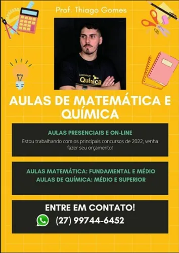 Aulas de química e matemática (presencial e EAD)