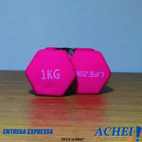 Halteres Par 1Kg Life Zone Emborrachado Rosa - Novo