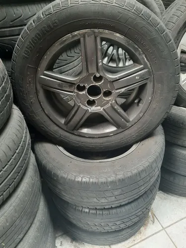 Roda aro 15 estrela grafite fosca Vw gol com Pneu 195 60 15 jogo 4x100 usado