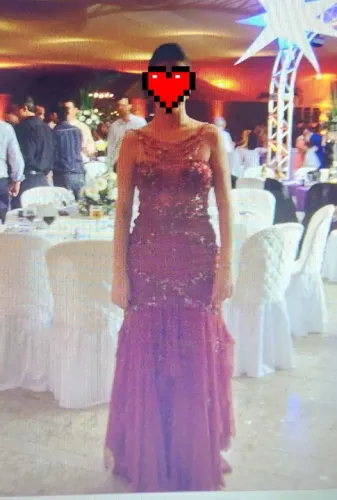 Vestido festa alta costura vermelho com pedrarias.Tam 40