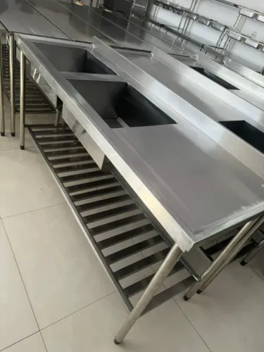 Pia Inox cuba dupla c/ 1.90 metros.