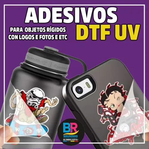 Adesivos  dtf uv para copos e produtos rígidos