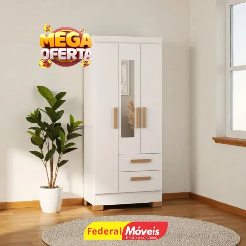 Guarda Roupa Pequeno 3P 2G c/ Espelho - Entregamos e Montamos
