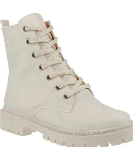 Bota feminina cano médio off-white