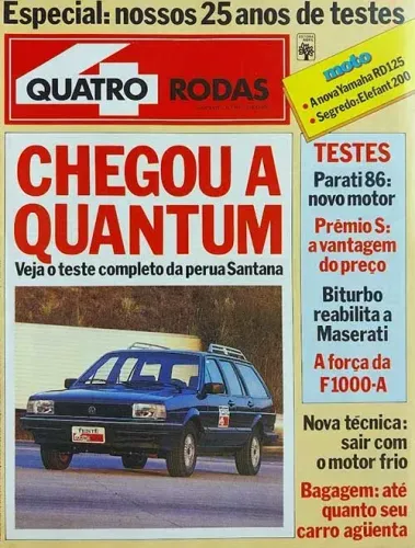 Revista Quatro Rodas - Santana Quantum 1986, F1000, Parati