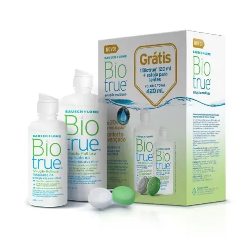 Kit Biotrue Solução para Lentes de Contato (300ml + 120ml + Estojo) - Lacrado