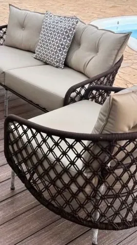 Conjunto sofa área externa aquablock corda nautica 