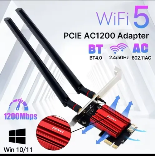 Wireless PCIe AC1200 (Wi-Fi 5) + Bluetooth 4.0 - NOVO!