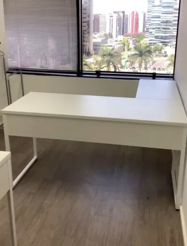 Mesa de Escritório Branca em L 1.50x1.50 - LOJA IKONMIXOFFICE