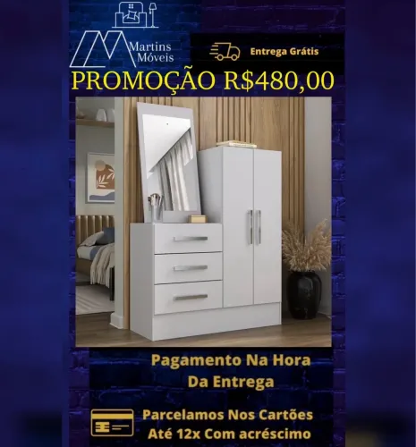 GRANDE PROMOÇÃO *CÔMODA DUNAS COM ESPELHO RODIAL ENTREGA GRÁTIS ACEITA CARTÃO