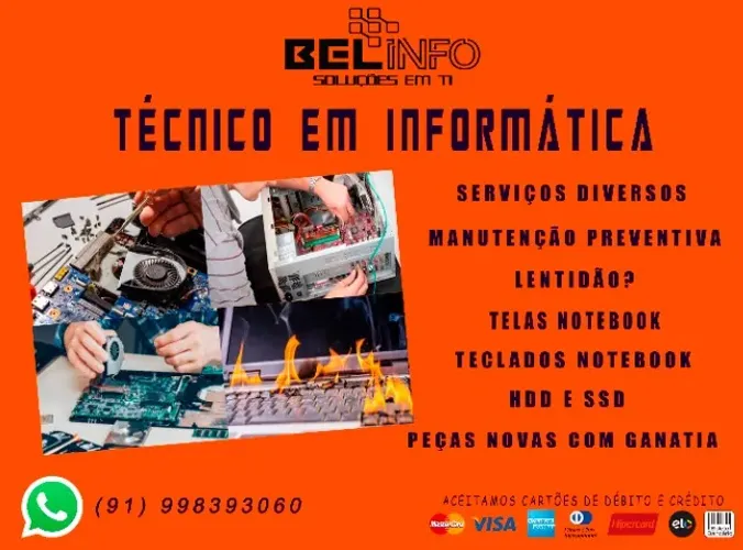 Manutenção de Notebook e Computadores (Desktop | Técnico em Informática Belém Pará