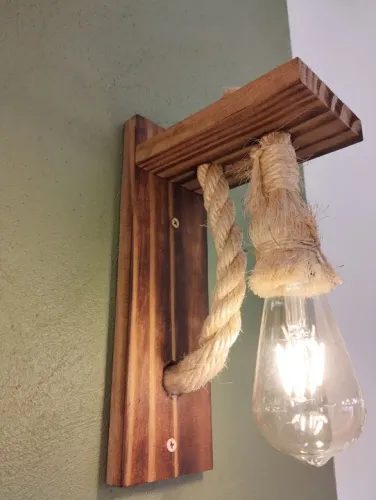 Luminária de Parede Rustica com Corda - Estilo Industrial