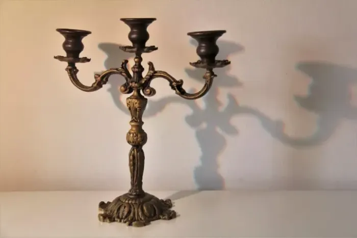 Castiçal Judaico em Bronze para 3 Velas - Anos 30 