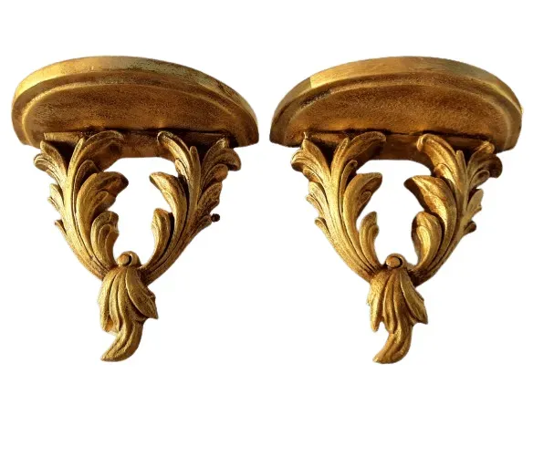 Par de oratório / par de peanha dourado envelhecido 27cm altura x 26cm compr x 13cm prof