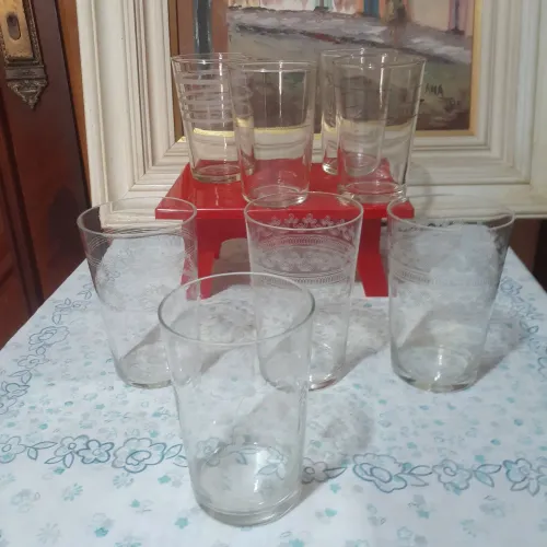 Conjunto de copos de vidro 8 peças vintage vintage