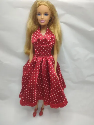 Linda Boneca Barbie Vestido i Vermelho cxB79