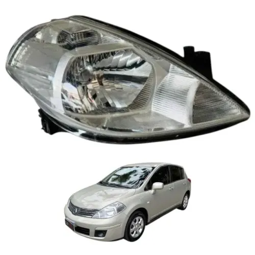 Farol Nissan Tiida 2007 2008 2006 2007 Cromado Lado Di