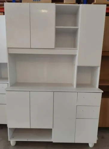 "Organização com Elegância: Armário de Cozinha Lídia 7 Portas, 2 Gavetas - 100% MDF"