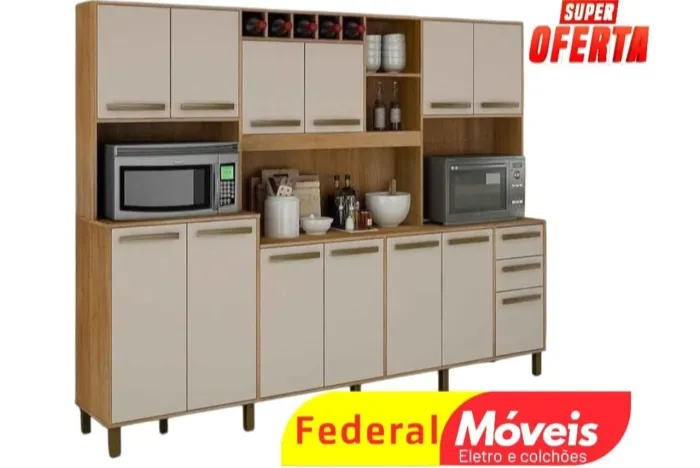 Armário para Cozinha 2,18m - Novo, Espaçoso e Elegante!