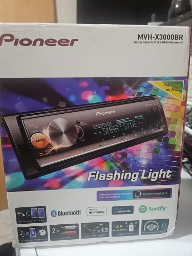 Vendo rádio Pioneer MVH-X3000BR - SEMINOVO COMPLETO NA CAIXANa caixa