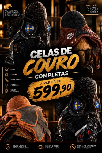 ? CELAS DE COURO COMPLETAS A PARTIR DE R$ 599,90!
