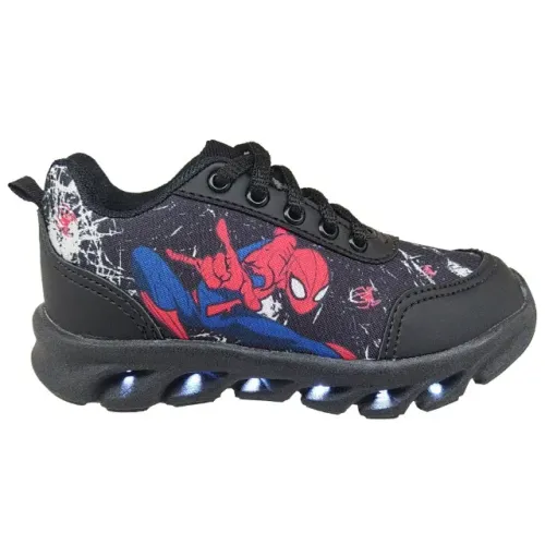 Tênis de Led Infantil Luzinha Masculino Homem Aranha Preto KidStar 07HAP