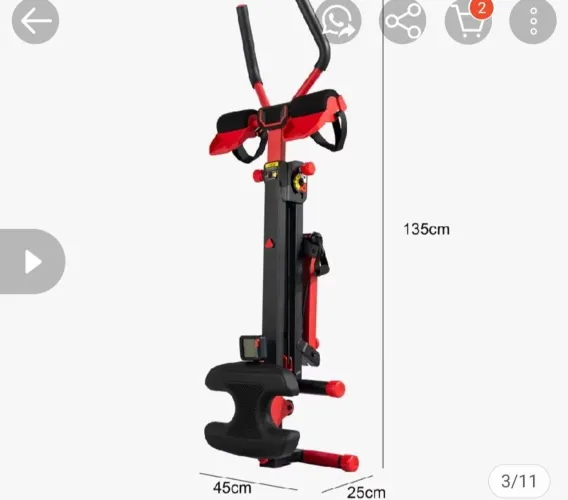 Maquina de remo e exercício abdominal.