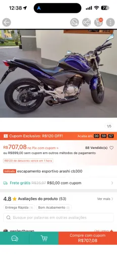 Escapamento esportivo cb300r