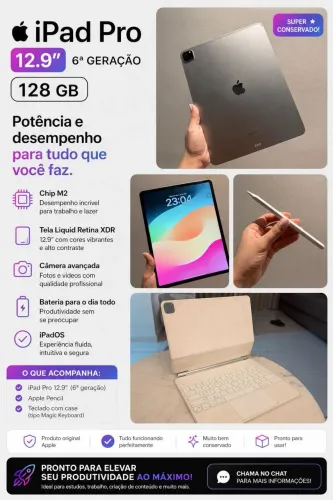 Vende-se IPAD 12.9 6º GERAÇÃO 128gb