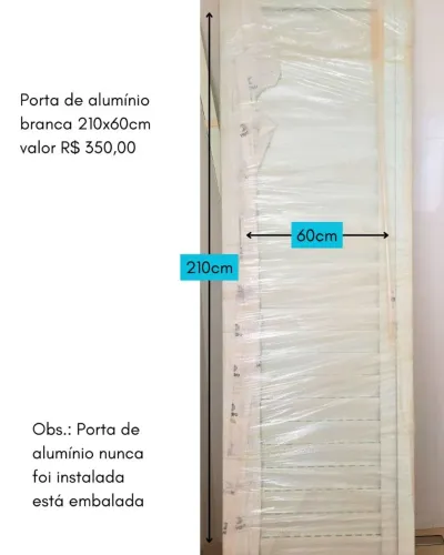 Porta de Alumínio branca 210cmx60cm