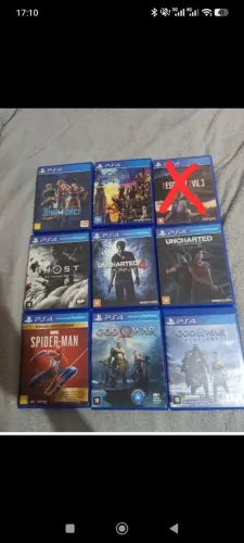 Lote 8 jogos ps4 (jump force raro) god of war/ uncharted / spider man