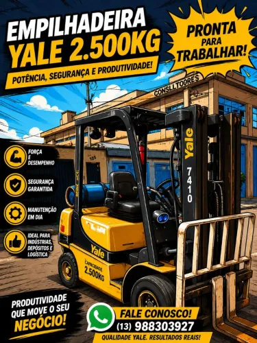LOCAÇÃO DE EMPILHADEIRA YALE 2.500 KG - BAIXADA SANTISTA