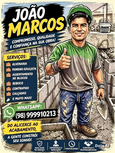 Pedreiro azulejista de obras.