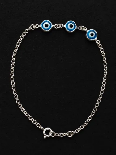 Pulseira 3 Olho Grego Central Celeste Mista