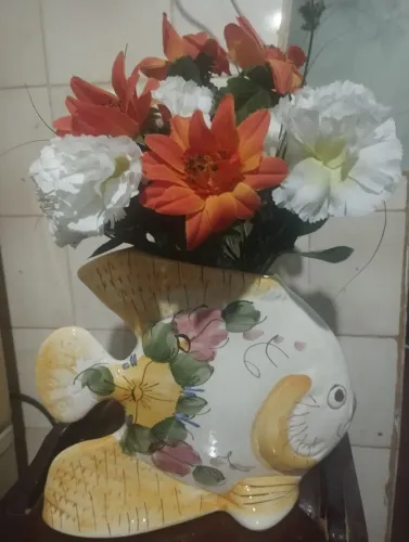 Peixe Decorativo Vintage pintado a mão