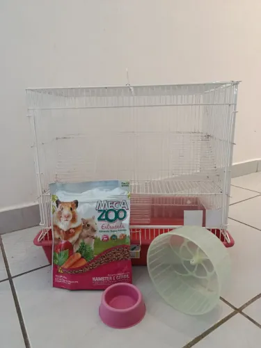Gaiola para roedores (acompanha rodinha, pode de alimentação e ração lacrada)