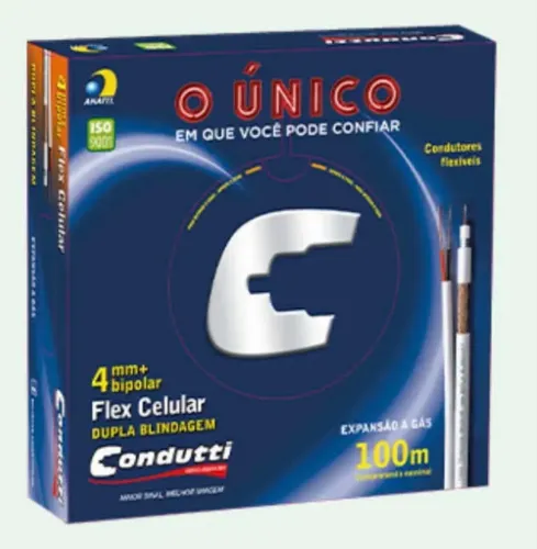 Cabo Coaxial Condutti 4mm Bipolar 80% Dupla Blindagem 100m