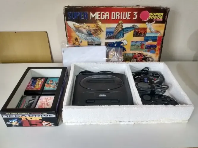 mega drive 3 original completo mais jogos