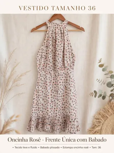 Vestido frente única com babado plissado
