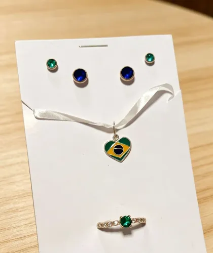 Conjunto Brasil Joia Prata 925