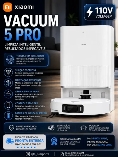 Robô Aspirador Xiaomi Vaccum 05 Pro - 110v