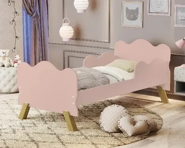 Cama Infantil Rosa 100% MDF Microlar - Já com Entrega
